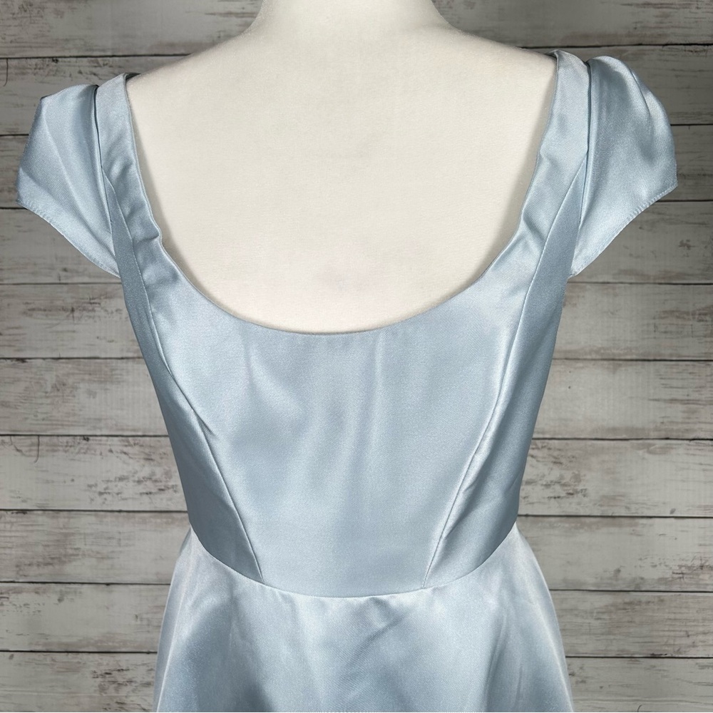 Alfred Sung Wedding Formal Fit & Flare Mist Blue Satin D798 Sz 4 NWT - Picture 5 of 8